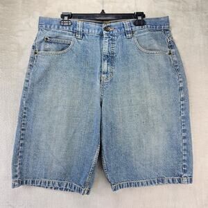 Vintage Anchor Blue Baggy Shorts Mens 34 (Fits 36x12) Blue Denim Jorts Y2K STAIN